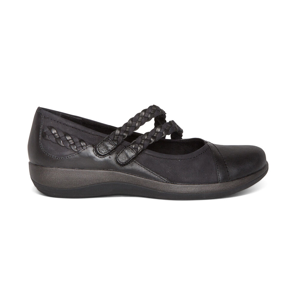 Aetrex Women's Annie Mary Jane Dress Shoes - Black | USA TEXO5PG